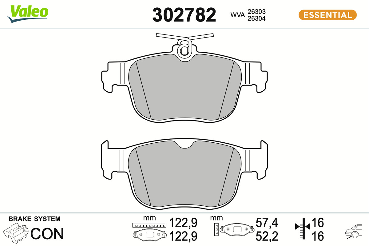 Комплект тормозных колодок, дисковый тормоз - 302782 VALEO